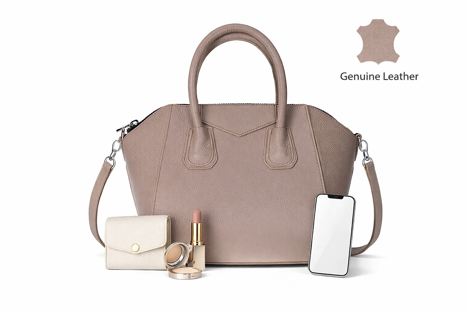 SYSL Signature Handmade Leather Handbag - Beige