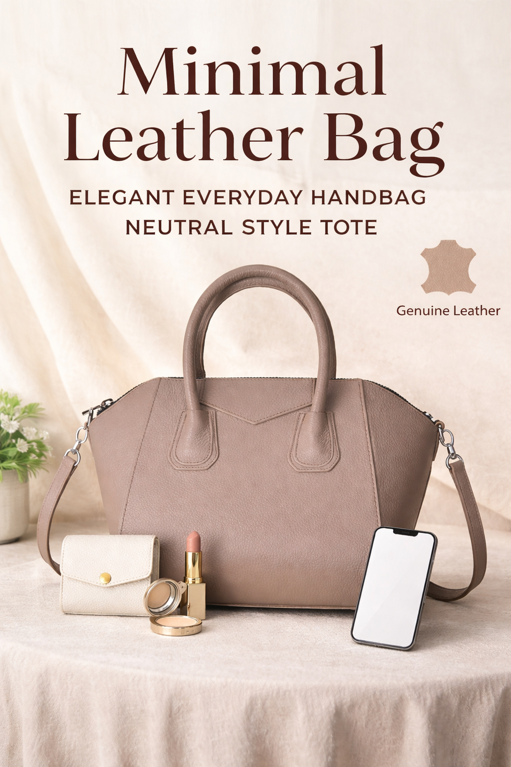 SYSL Signature Handmade Leather Handbag - Beige