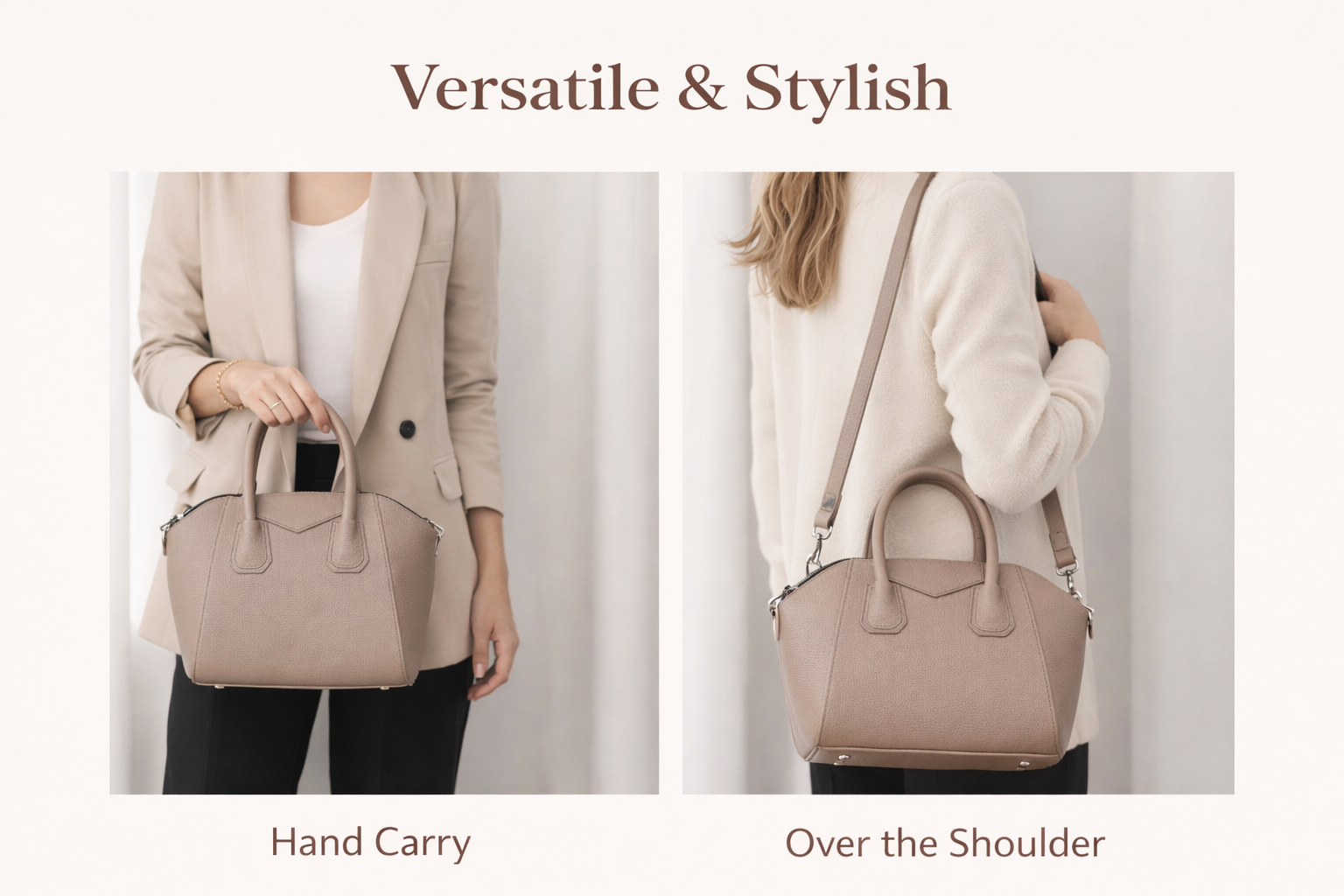 SYSL Signature Handmade Leather Handbag - Beige