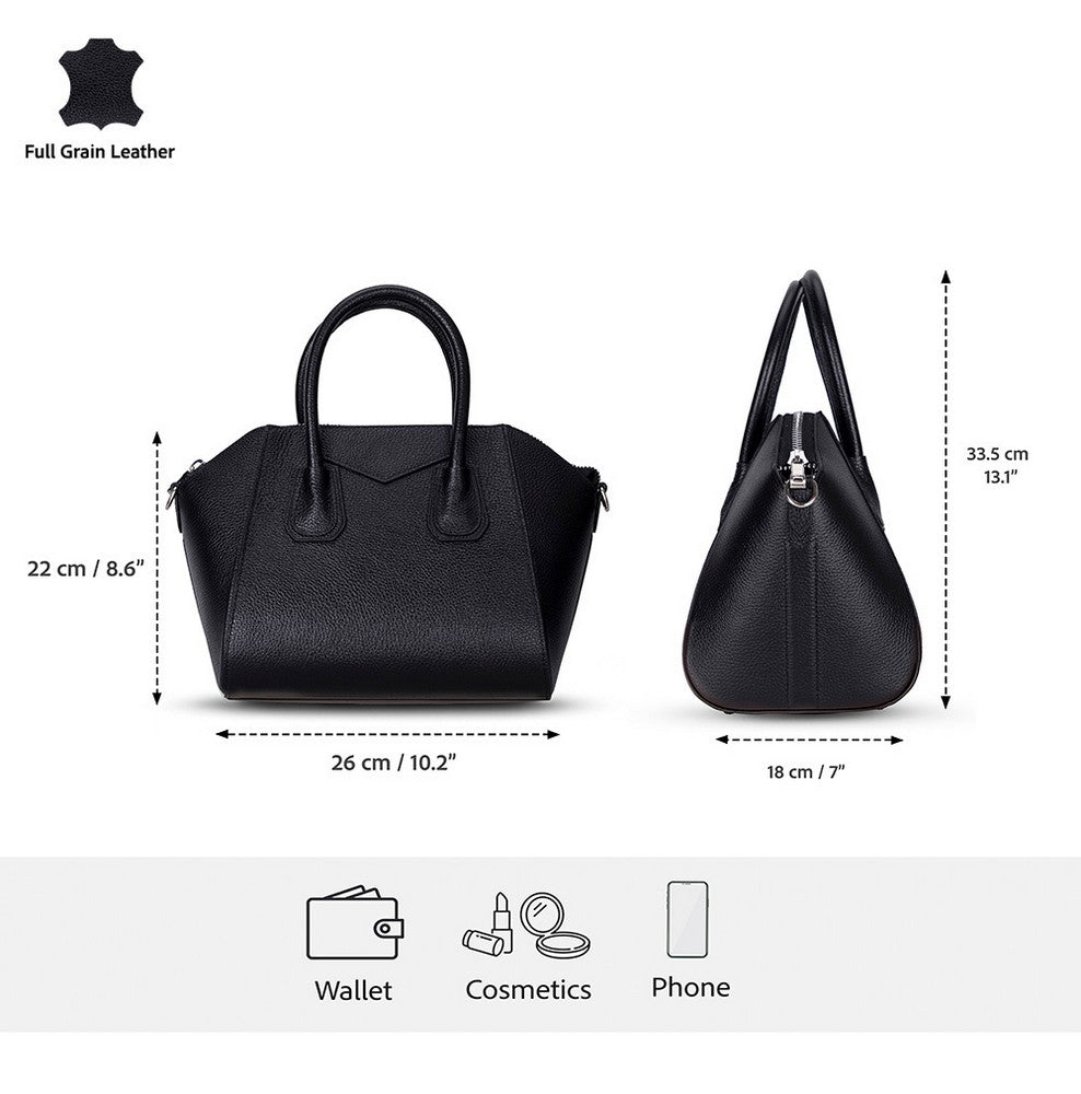 SYSL black handbag dimensions and daily essentials guide